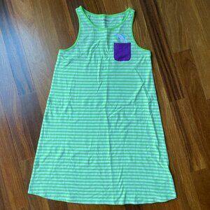 NEW without Tags Lands End Green / White Striped Sundress with Dolphin Sz 14